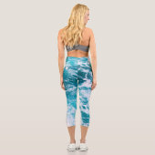 Leggings Capri Vagues de l'océan bleu (Verso)