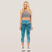 Leggings Capri Vagues profondes de l'océan bleu (Recto)