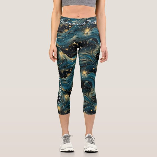 Leggings Capri Vagues stellaires : Flux cosmique et conception no (Recto)