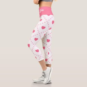 Leggings Capri Valentines de coeur rose-rustique