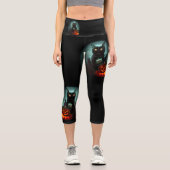 Leggings Capri Vampire Chat et Assistant Citrouille Halloween Sur (Recto)