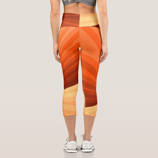 Leggings Capri Vanille rouge orange Abstraite moderne Fractale gr (Verso)