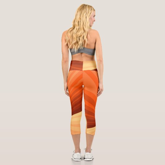 Leggings Capri Vanille rouge orange Abstraite moderne Fractale gr (Verso)