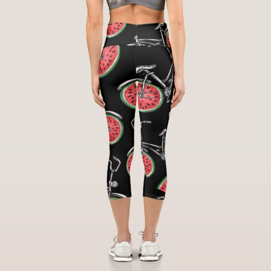 Leggings Capri Vélos à roue de pastèque, motif d'été. (Verso)