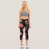 Leggings Capri Vélos à roue de pastèque, motif d'été. (Recto)