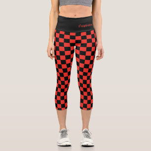 Leggings Capri Ventilateur sportif Cocher rouge Noir NOM DE L'équ