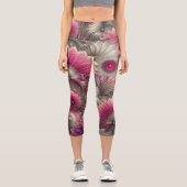 Leggings Capri Ventilateurs Art nouveau rose et argent (Recto)