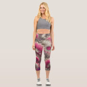Leggings Capri Ventilateurs Art nouveau rose et argent (Recto)