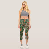 Leggings Capri VERDURE, ANIMAUX FORESTIERS Pheasant, Fox, Vert Fl (Recto)