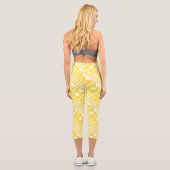 Leggings Capri Vérifié, Chèques en citron jaune et blanc (Verso)