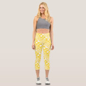 Leggings Capri Vérifié, Chèques en citron jaune et blanc (Recto)