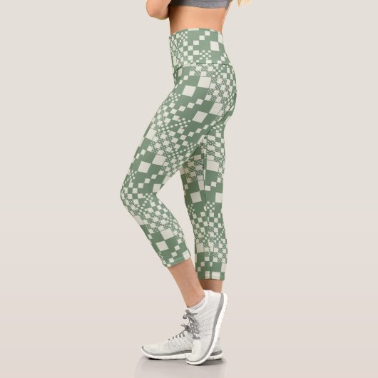 Leggings Capri Vérifié, Chèques en vert (Gauche)