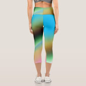 Leggings Capri Vert bleu arc-en-ciel texture abstraite motif art (Verso)