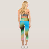 Leggings Capri Vert bleu arc-en-ciel texture abstraite motif art (Verso)