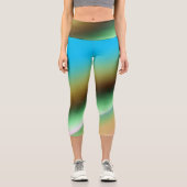 Leggings Capri Vert bleu arc-en-ciel texture abstraite motif art (Recto)