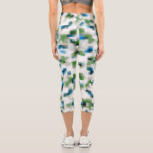Leggings Capri Vert bleu gris blanc Motif Abstrait   (Verso)