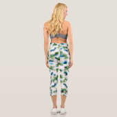 Leggings Capri Vert bleu gris blanc Motif Abstrait   (Verso)