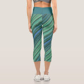 Leggings Capri Vert bleu Turquoise Cool rayures Abstrait psychédé (Verso)