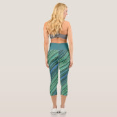 Leggings Capri Vert bleu Turquoise Cool rayures Abstrait psychédé (Verso)