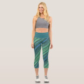 Leggings Capri Vert bleu Turquoise Cool rayures Abstrait psychédé (Recto)
