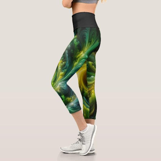Leggings Capri Vert brillant Abstrait moderne (Gauche)