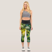 Leggings Capri Vert brillant Abstrait moderne (Recto)