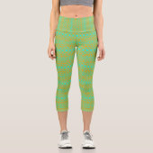 Leggings Capri Vert clair et Motif orange (Recto)