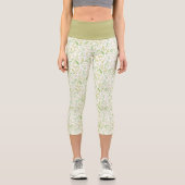 Leggings Capri Vert Jaune Nature Fern Feuille Motif sur blanc (Recto)