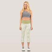 Leggings Capri Vert Jaune Nature Fern Feuille Motif sur blanc (Recto)