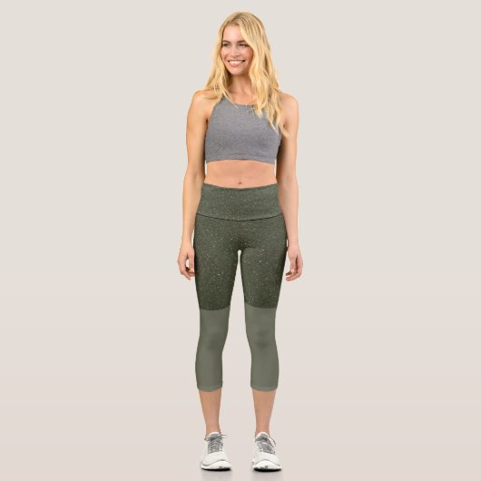 Leggings Capri Vert Moss Deux Tons - Personnalisab (Recto)