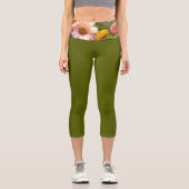 Leggings Capri Vert olive avec capri haut taille florale (Recto)