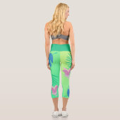 Leggings Capri Vert rose moderne et violet tropique (Verso)