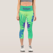 Leggings Capri Vert rose moderne et violet tropique (Recto)