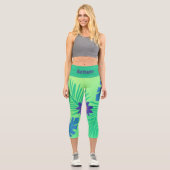 Leggings Capri Vert rose moderne et violet tropique (Recto)