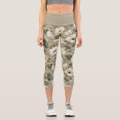 Leggings Capri Vert Sage Et Floral Crème (Recto)