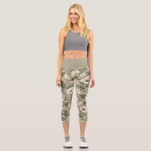 Leggings Capri Vert Sage Et Floral Crème (Recto)