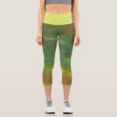 Leggings Capri Vert terrestre, ondulé, fond bronzé (Recto)