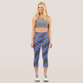 Leggings Capri Vert turquoise violet Design abstrait (Recto)