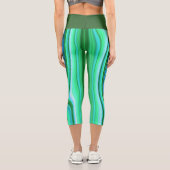 Leggings Capri Verte et Bleu - Cool Abstrait psychédélique (Verso)