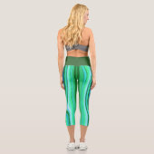 Leggings Capri Verte et Bleu - Cool Abstrait psychédélique (Verso)