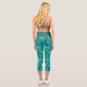 Leggings Capri Verte et Bleu - Cool Abstrait psychédélique (Verso)