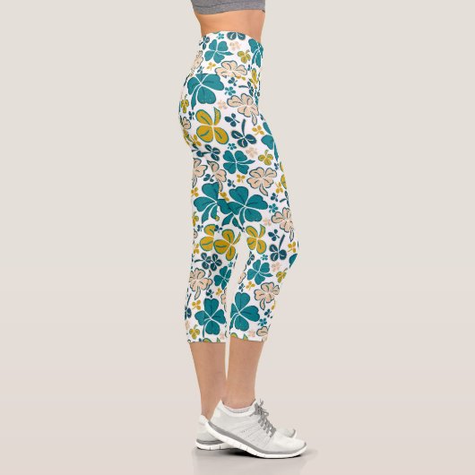 Leggings Capri Verte Shamrock  Motif Saint Patrick`s Day Ca (Droite)