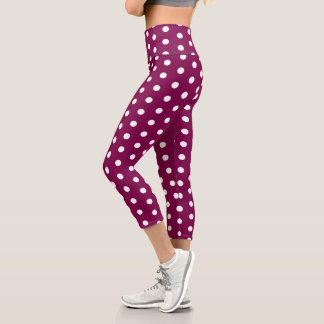 LEGGINGS CAPRI VÊTEMENTS DE SPORT MODERNES SIMPLES À POINTS BLANC
