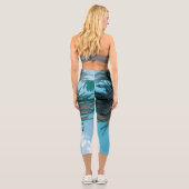 Leggings Capri Vibes d'été Palm Tree Feuilles Pale Green (Verso)