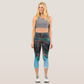 Leggings Capri Vibes d'été Palm Tree Feuilles Pale Green (Recto)