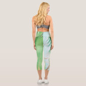 Leggings Capri Vibes d'été Palm Tree Feuilles Pale Green (Verso)