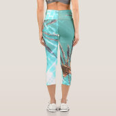 Leggings Capri Vibes d'été Palm Tree Feuilles Pale Green (Verso)