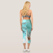 Leggings Capri Vibes d'été Palm Tree Feuilles Pale Green (Verso)