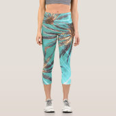 Leggings Capri Vibes d'été Palm Tree Feuilles Pale Green (Recto)