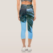 Leggings Capri Vibes d'été Palm Tree Feuilles Pale Green (Verso)
